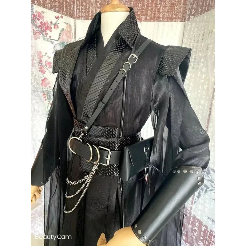 He Xuan-Peluca de disfraz de Cosplay Sha Po Lang, personaje Tian Guan Ci Fu Chang Geng Mo Ran, disfraz de Cosplay negro Hanfu para mujeres y hombres