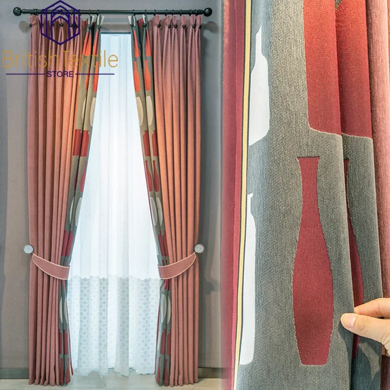 

Simple Curtains for Living Dining Room Bedroom Modern Rouge Red Girl's Room Thickened Windshield