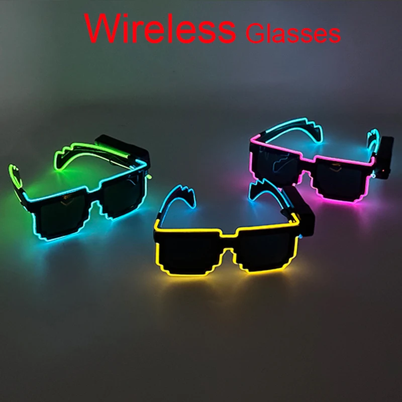 LED Luminous Wireless Neon Glasses Luminous LED Cyberpunk Sunglasses With Light Bar Bachelorette Props Glowing Glasses