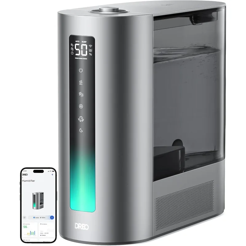 

6L Humidifier For Bedroom, Smart Large Room Humidifier, Warm & Cool Mist, Top Fill, 60Hr Runtime, Quiet, Accurate Sensor