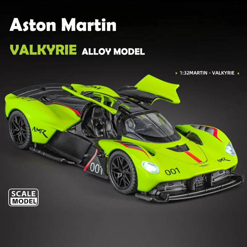 Simulation 1/32 Scale Aston Martin Valkyrie Racing Car Model with Sound Light Children Boy Diecast Toy Vehicle Gift Home Decor