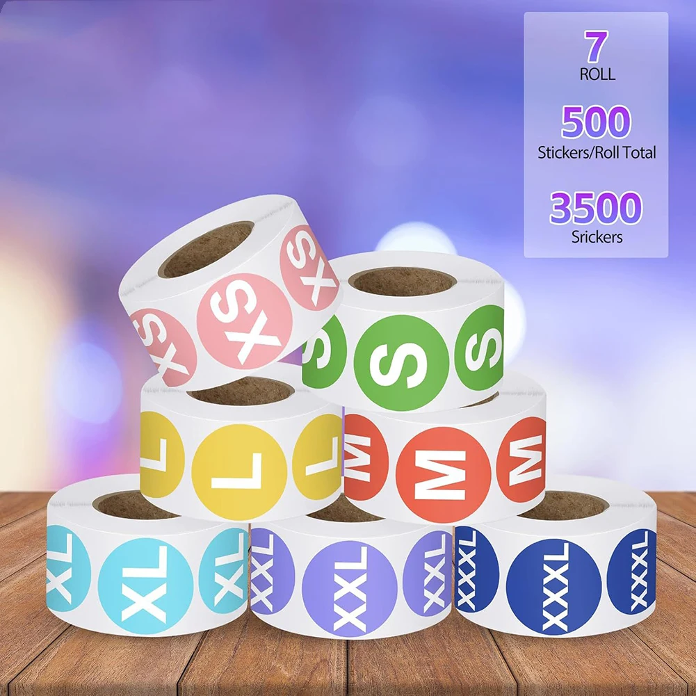 Sticker Label Roll - 7 rolos de etiquetas adesivas coloridas,