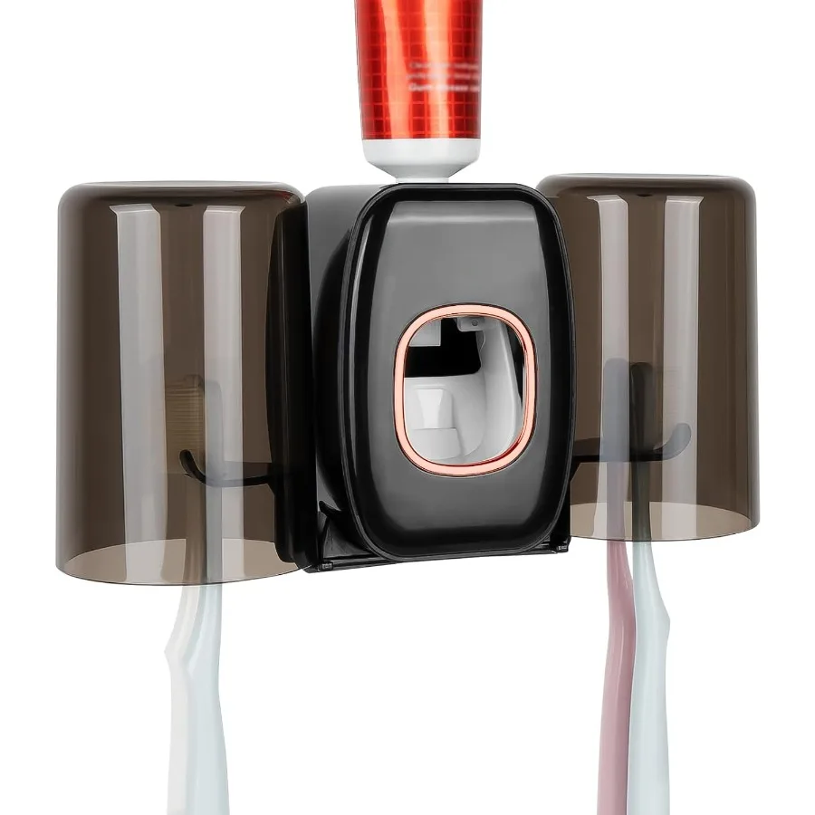 

4 Slots Wall Mount Toothbrush Holder with Cover Self Adhesive Toothbrush Storage Organizer for Shower Toothbrush Hanger with 2