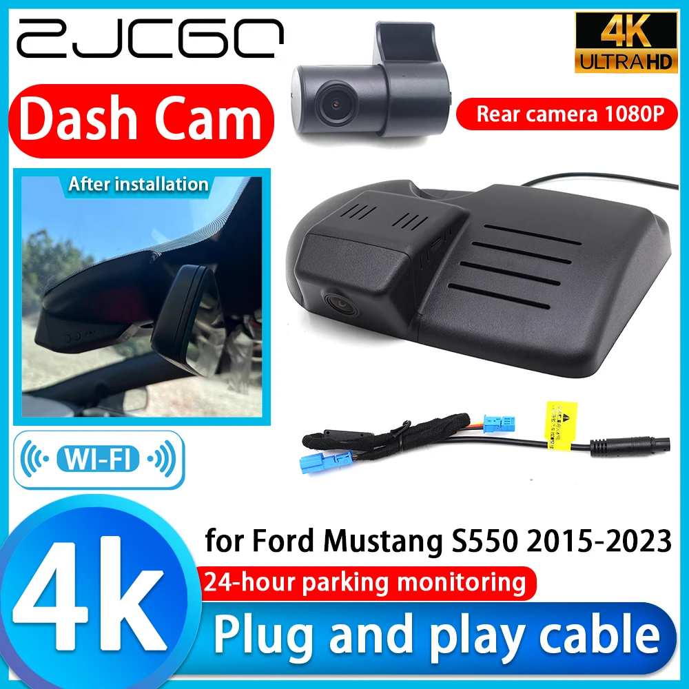 

ZJCGO for Ford Mustang S550 2015-2023 4K DVR Dash Cam Car Camera 2160P Sony Lens 24H Monitor Parking Video Recorder Recording