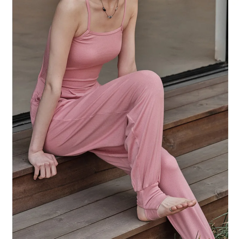 

Ele цельный костюм для йоги с длинными брюками на бретелях, мягкий уютный ансамбль для пилатеса, женская одежда для фитнеса, содержащая нагрудник