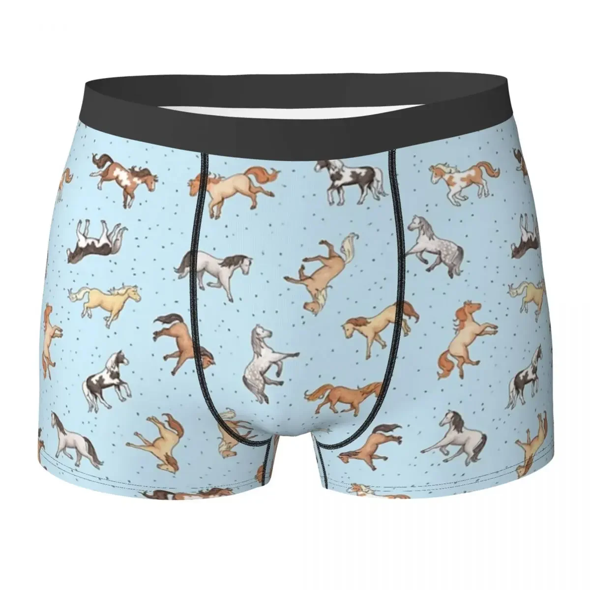 Boxer Underpants Shorts Scattered Horses Spotty On Light Blue Pattern Panties Men Ventilate Underwear Homme Man Boyfriend Gift