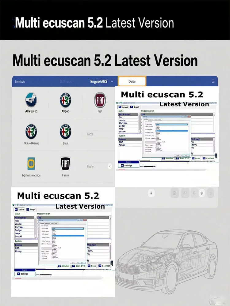 Multiecuscan V5.2 Keygen Ilimitado Registrado do skanera OBD2 Multi Ecu Scan współpracuje z diagnostyczną narzędzie diagnostyczne ELM327 — 2