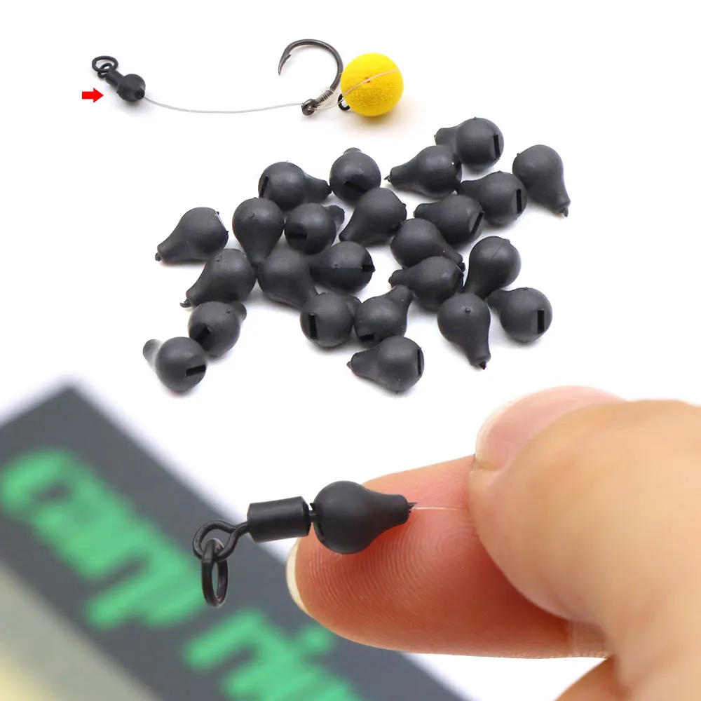 10pcs Carp Fishing Accessories Tungsten Beads Hair Chod Rig Fishing Swivel Connector Fluorocarbon Line Knotting Fishing Tackle