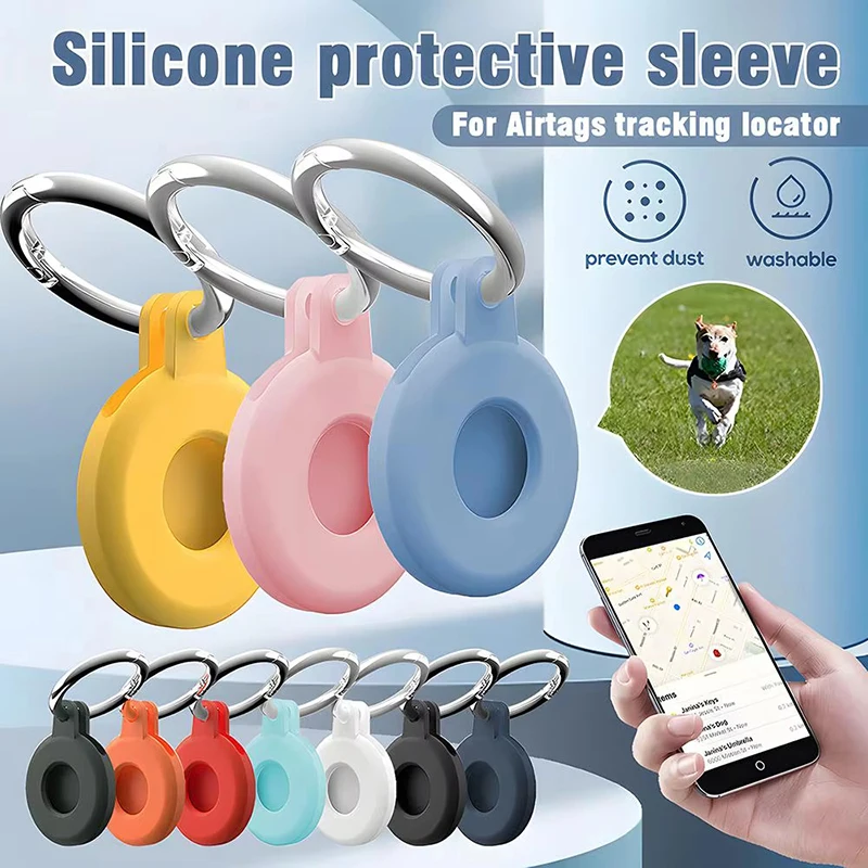 

Silicone Case For Apple AirTag Case Protective Cover Waterproof Air Tag Tracker Accessories With Keychain Airtags Case Key Ring