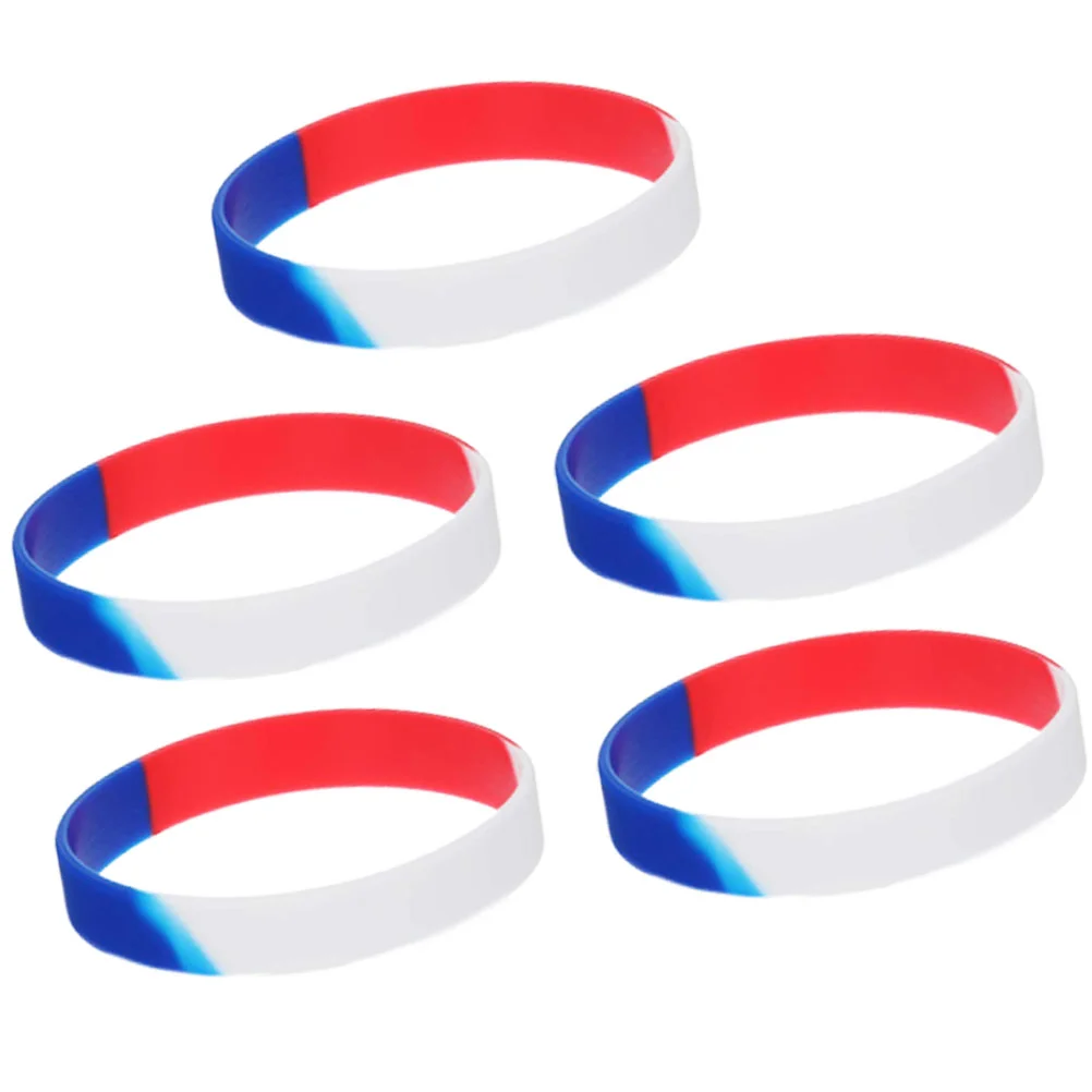 

5 Pcs Wristband Men Women Independence Day Wristbands USA Flag Bracelets Silicone