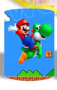 Fondo redondo de Super Mario Bros, fondo de princesa melocotón, cubierta de cilindro de Mario Luigi, decoración de cumpleaños para niño, accesorio para fotografía