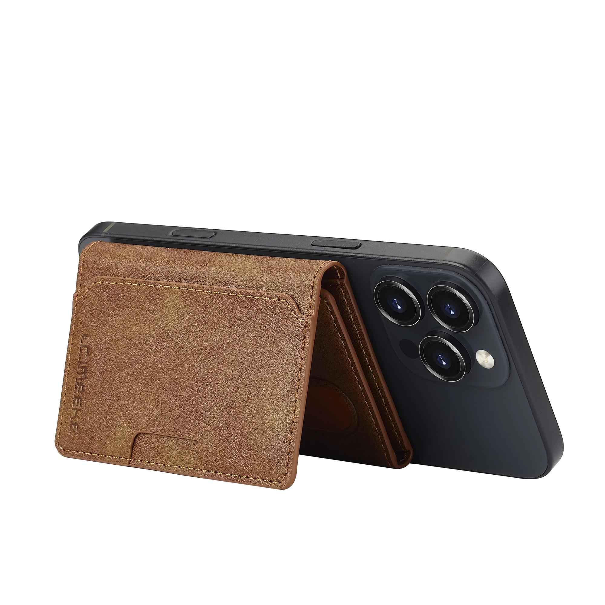 Business Magnetic Card Solt Case for Magsafe Functions Phone Case Card Holder Wallet Luxury PU Leather Men Slim Purses Pocket
