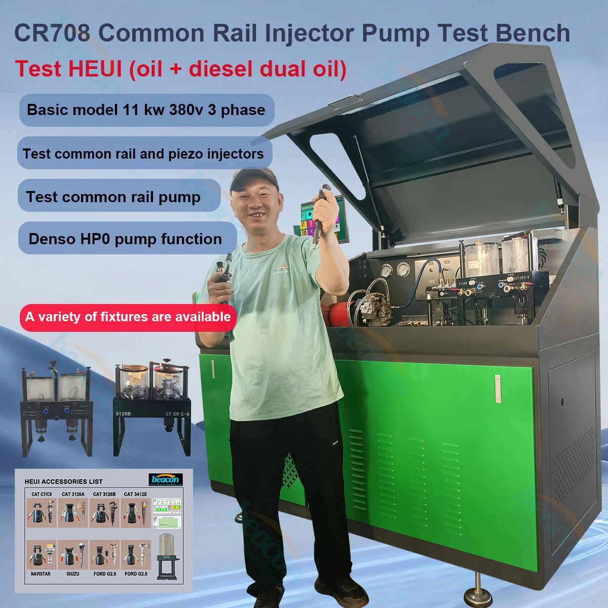 Picture 3: CR707 Diesel Common Rail Injector Pump Testing Machine CRS708 CRDI Injector Test Bench with Coding Function
