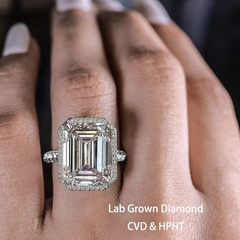 15 CT DEF / VS VVS Emerald Cut Lab Grown Diamond  Ring IGI Certified Engagement Ring 14K 10K Gold ring