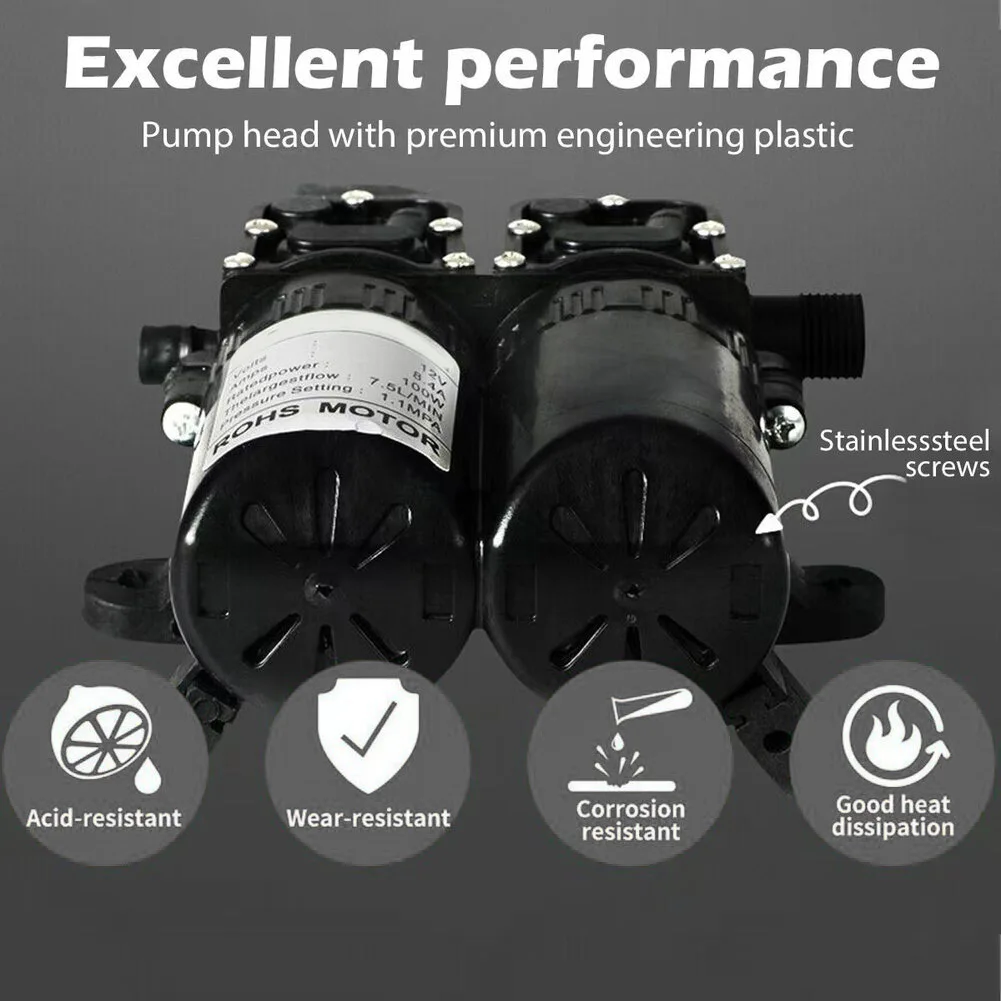 Car Washer 12V Booster Pump Car Cleaning Stable Continuous Flow Energy Efficient Low Current Draw For Boats For Caravans