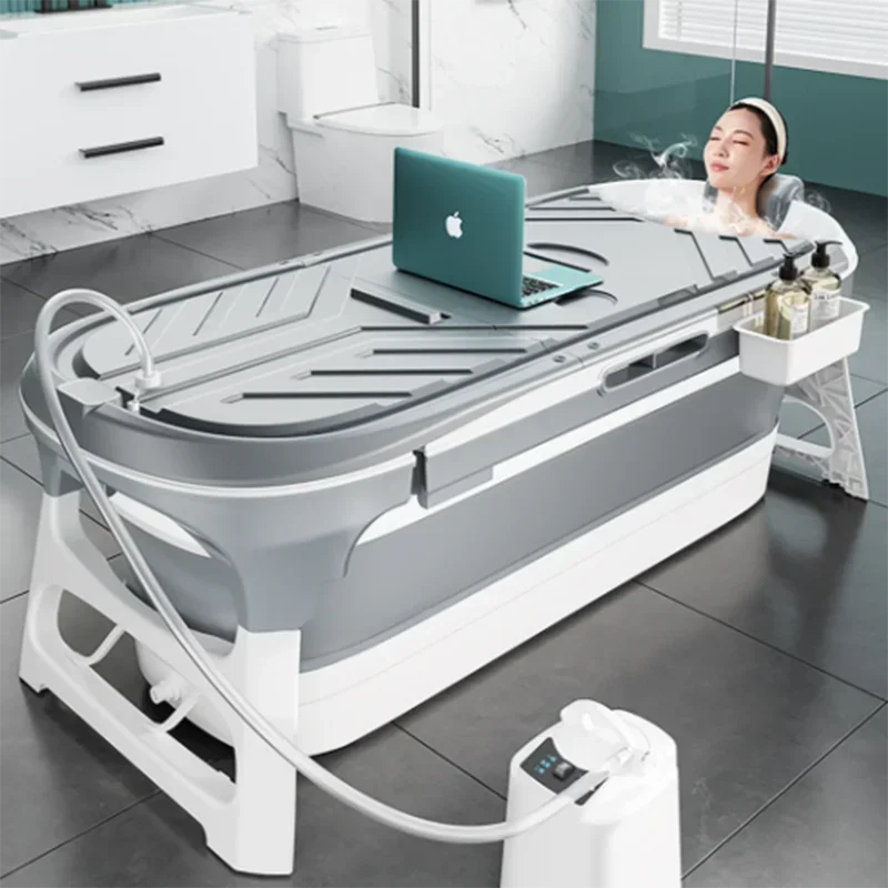 

A Foldable Mobile Bathtub Anti Slip Adults Cover Large Portable Bidet Freestanding Bathtub Plastic Bucket Baignoire Bath Product