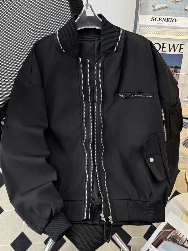

Мужская куртка-бомбер свободного кроя в стиле пилот, осенняя, с двойной молнией, винтажная, удлиненная, для работы и повседневной носки, молодежная