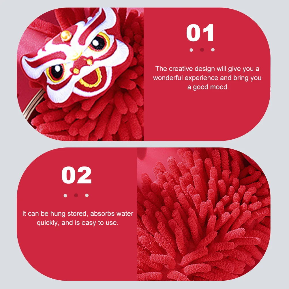 منشفة يد معلقة حمراء، منشفة مسح الشنيل سريعة الجفاف ماصة للحمام والمطبخ، مريحة للمنزل