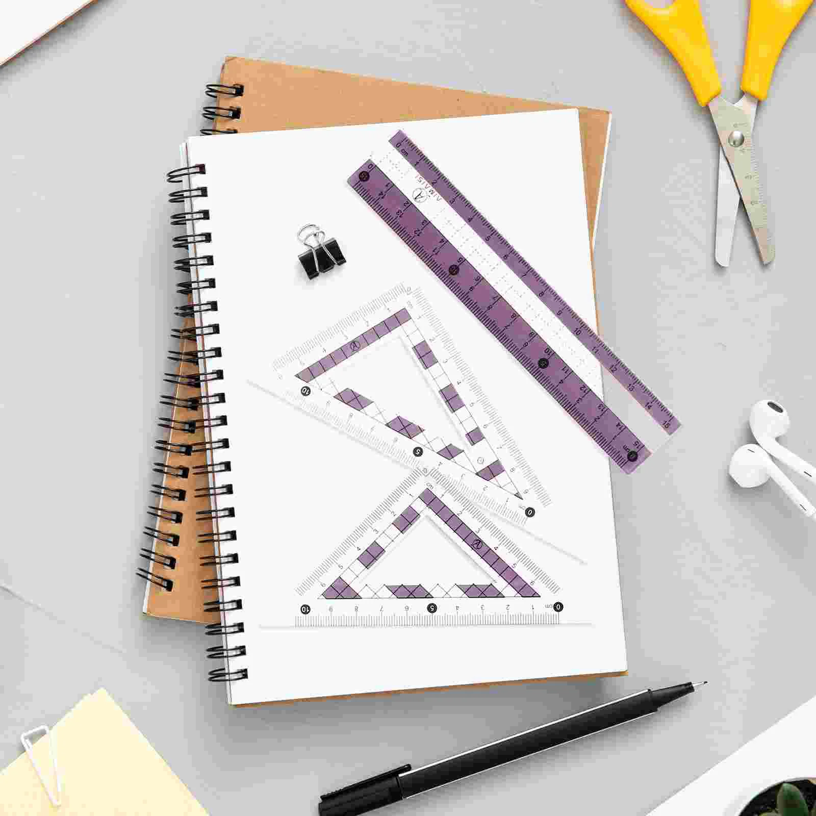 Compass Ruler Set Stationery Triangle Professional Geometry Protractor Sky-blue Wrought Iron