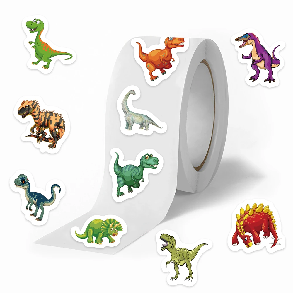 

500pcs/roll Cute Cartoon Dinosaur Stickers For Kids Adults Laptop Decals Luggage Guitar Phone Waterproof Stickers (10 Patterns)