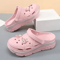 2024 New Waterproof Summer Outdoor Chunky Platform Beach Garden Shoes For Women EVA Crogs Girl's Thick Sole Sandals Slippers