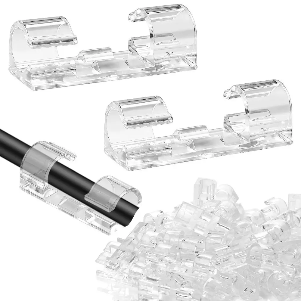 

Self Adhesive Cable Management Clips Transparent Sticky Back Cable Organizers 20 PC Pack Plastic Material Cord Holder