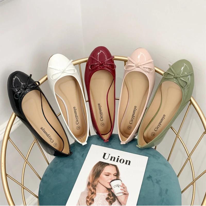 Flat Shoes Women Ballerinas Round Toe Bowtie Slip on Ballet Flats Lazy Loafers Moccasins Ladies Casual Flats Shoes 2023