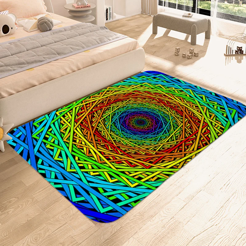 3D Vortex Illusion Carpet for Bedroom Geometric Optical Living Room Bathroom Rug Hallway Entryway Foot Mat Doormat Entrance Door