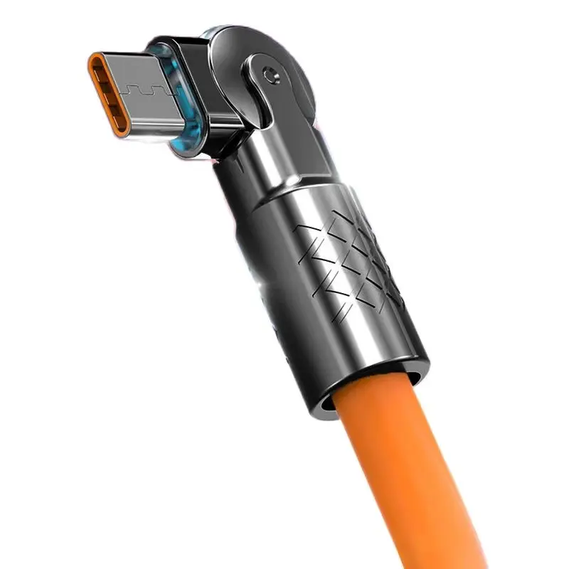 120 W 6a supersnel opladen type C siliconen 180 °   roterende elleboog TYPE-C-C datakabel 1M 2M USB-kabel USB C naar C oplaadkabel - afbeelding 2