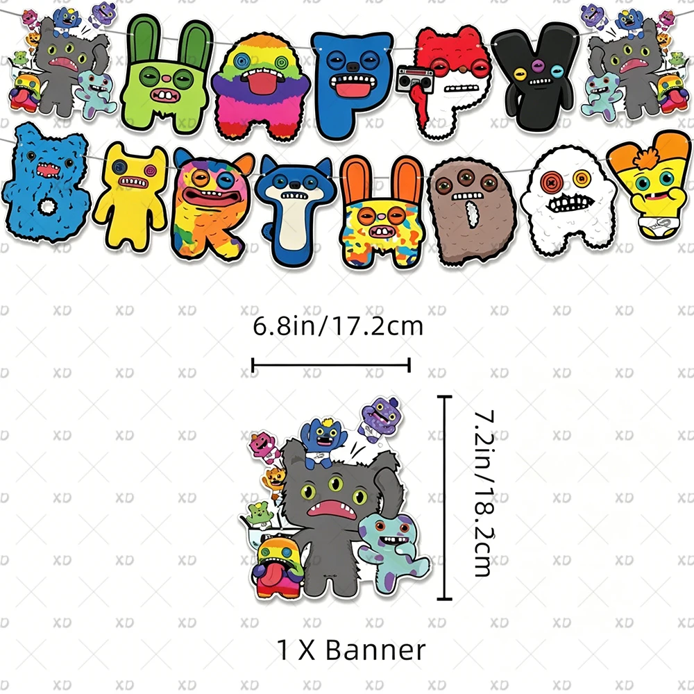 Cartoon Fuggler Themen-Geburtstagsparty Dekorations-Set Banner Zubehör Ballon-Set Tortendekoration Hintergrund Cartoon-Kulisse Kindergeschenk – Detail 3