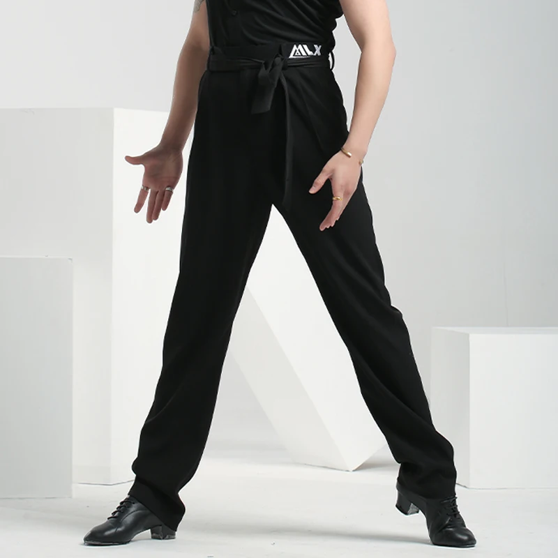 Latin Pants Men Ballroom Practice Wear Performance Costume Tango Dancewear Modern Dance Outfit Stripe Salsa Trousers JL4475