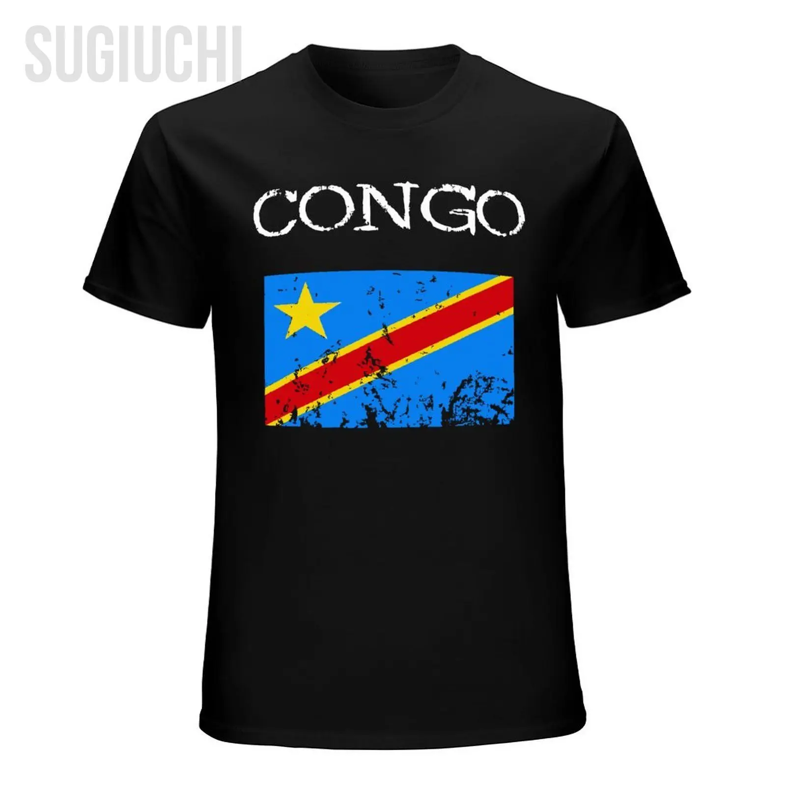 Men T-Shirt Congo Congolese Flag DRC Africa Democratic Republic Of Congo Tshirt Tees O-neck T Shirts Women Boys Cotton Unisex