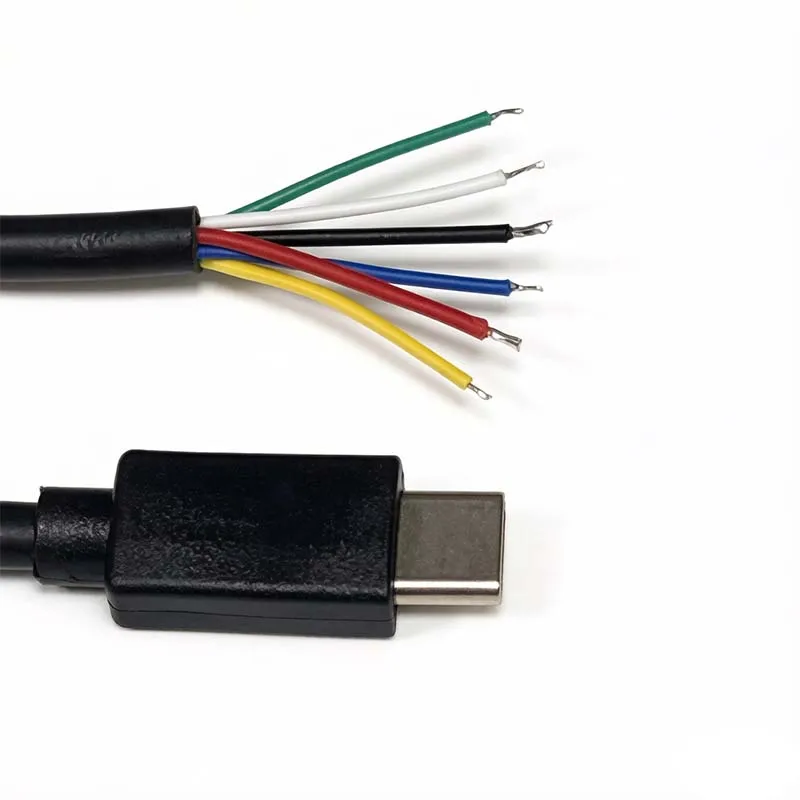 2PCS All-Copper Type-C Data Cable (Single-Ended), Type-C to CC1/CC2 Connector, 4-Core, 5-Core, and 6-Core Cables