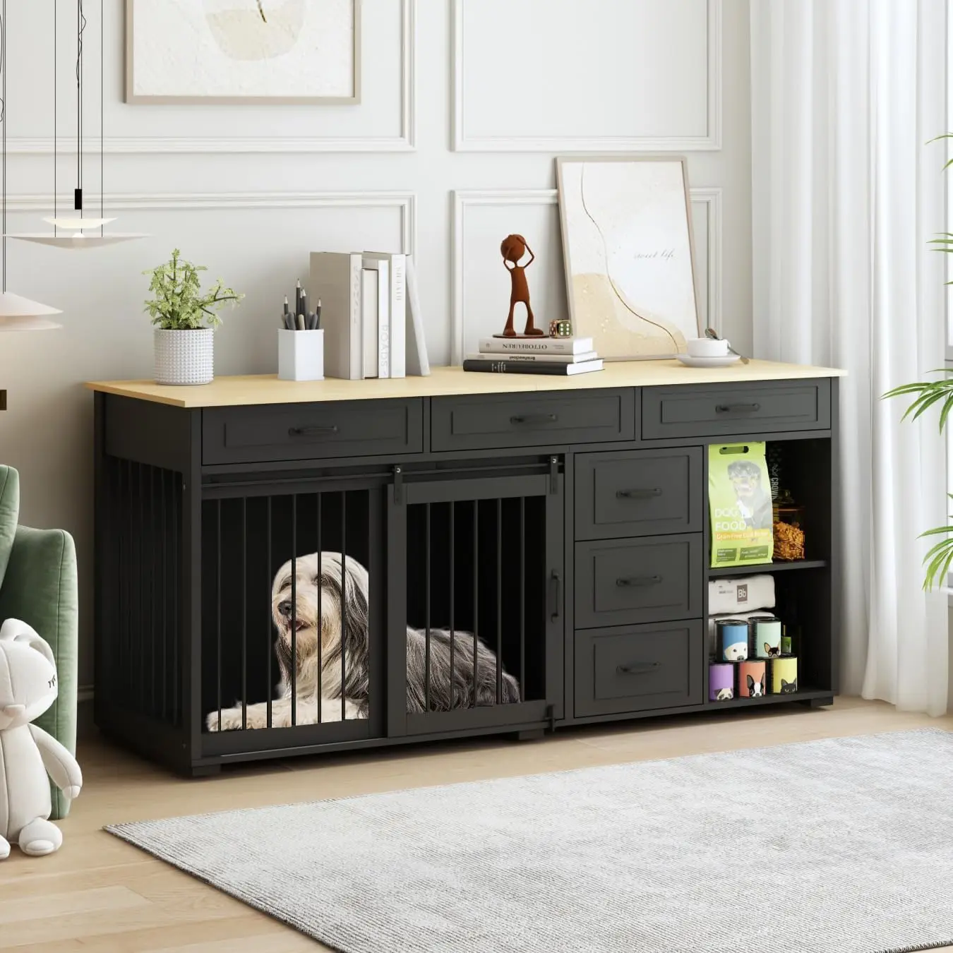 Dog Crate Funiture with Storage, 72.4