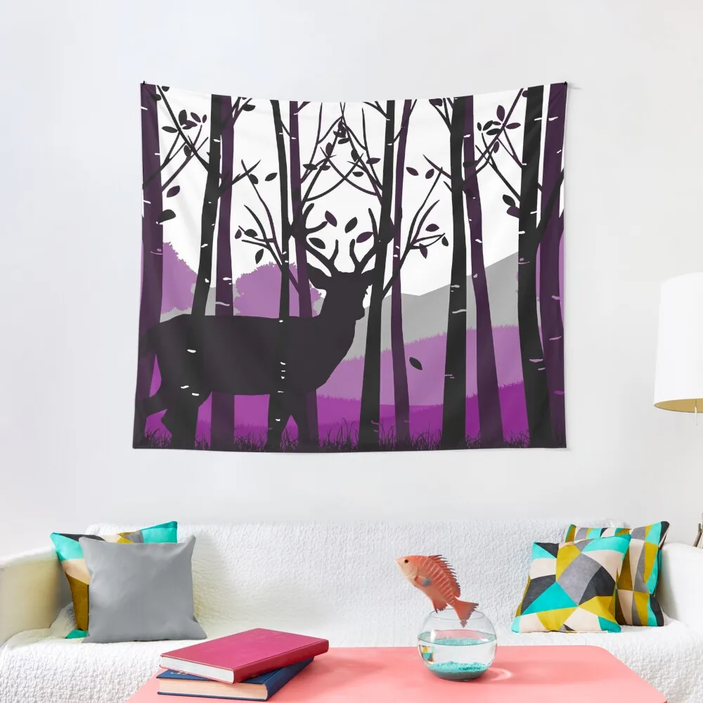 

Ace Pride Deer and Woods Silhouette Tapestry Bathroom Decor Wall Coverings Wall Mural Tapestry