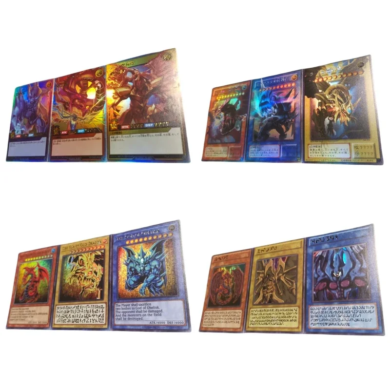 3pcs/set Yu Gi Oh Egyptian God Sacred Beasts Self Made Refraction Flash Card Anime Classics Game Collection Cards Toy Gift