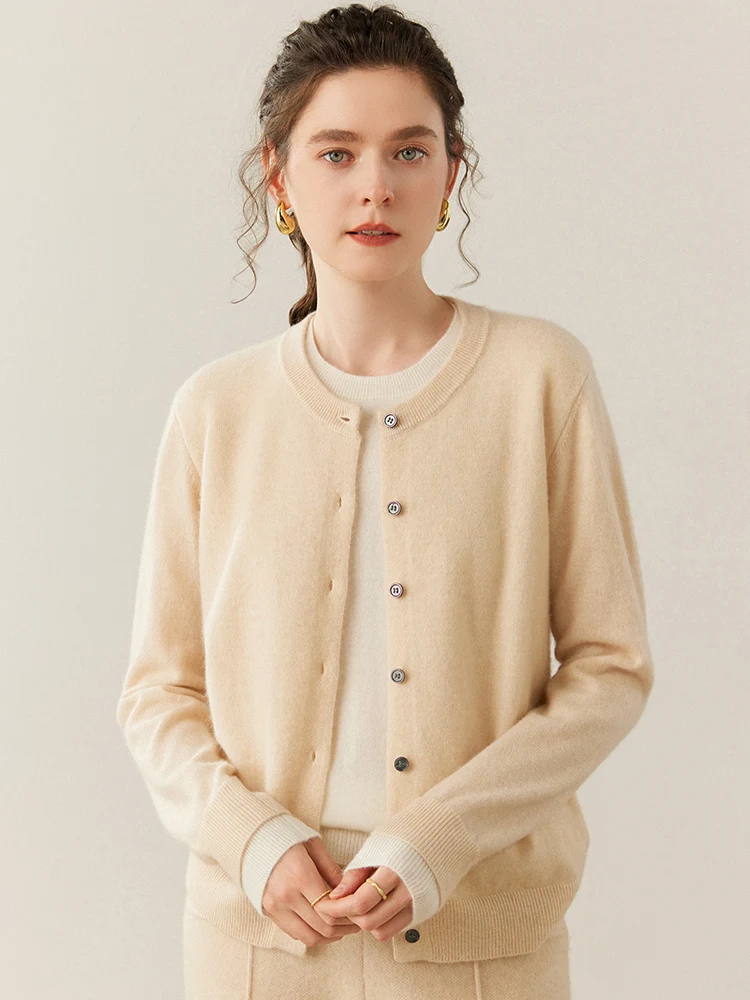 

Chic Grace Women's Pullover Layering Button Cardigan 100% Cashmere Sweater Autumn Winter High Quality Knitwear Casual New Tops