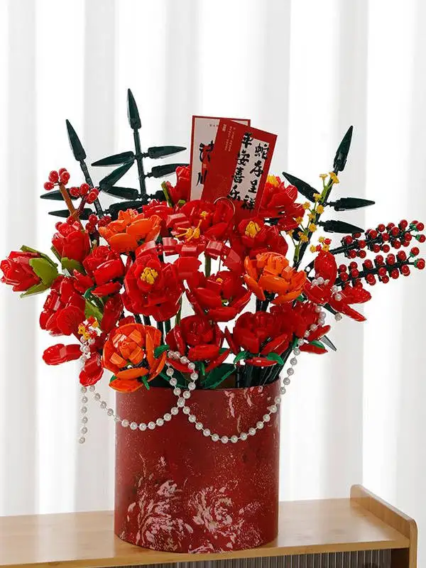 

Букет из неувядающих цветов: реалистичный, портативный, для декора гостиной, креативный подарок для девочек, праздничное новогоднее украшение из пластика