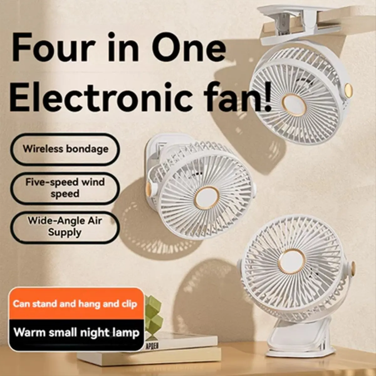 FSLH Portable Clip on Fan with LED Lights USB Desk Fan 5 Speed Quiet Rechargeable Mini Table Fan Clip on Rechargeable Fan