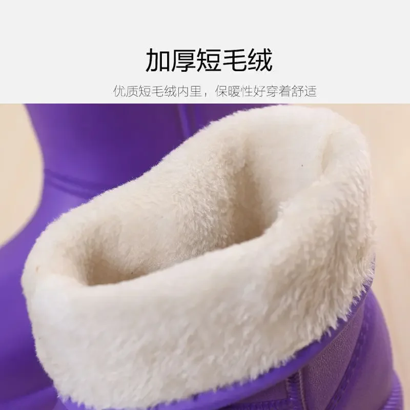 2026 Women's Winter Fleece Lined Waterproof Snow Boots, Warm Non-Slip Work Shoes for Car Wash Kitchen Outdoor Short Booties