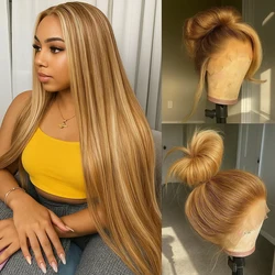 1B/27 Highlight Ombre blonde 13x4 Hd Lace Front Loose Deep Wave Wig Human Hair Brazilian 30 Inch Water Wave Curly Human Hair Wig