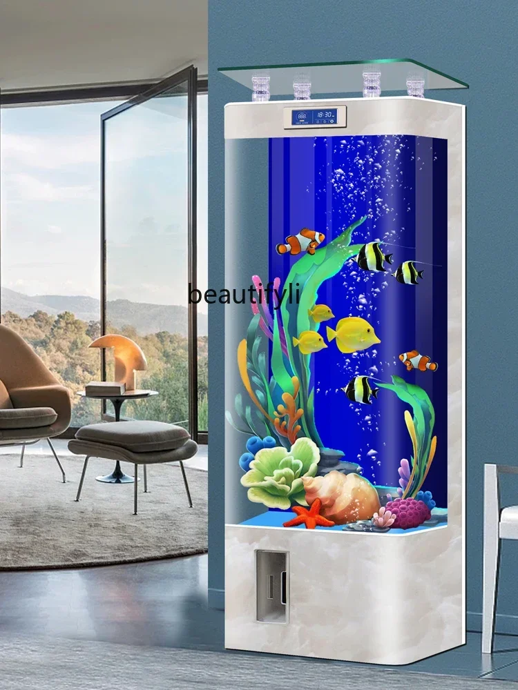 Smart Fish Globe Living Room Home Medium-Sized Vertical One-Click Sewage Ecological Glass No Change Aquarium