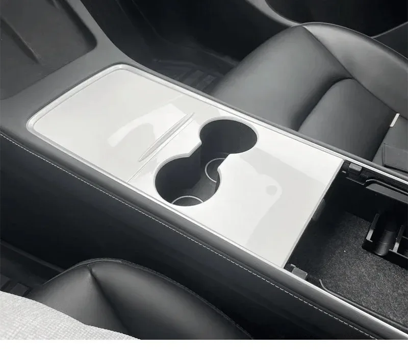 Für Tesla Model 3 Y Mittelkonsolen-Abdeckung mit Druckgriff, ABS-Verkleidung für die Mittelkonsole, passend zur Original-Fahrzeugschutzdekoration – Detail 16