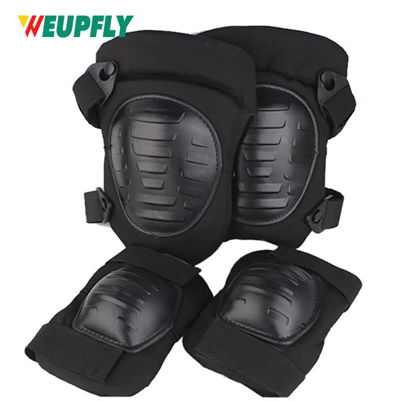 4Pcs Tactical Knee Pad Elbow Pad Set Airsoft Knee Elbow Protective Pads Combat Paintball Skate Outdoor Sports Safety Guard Gear