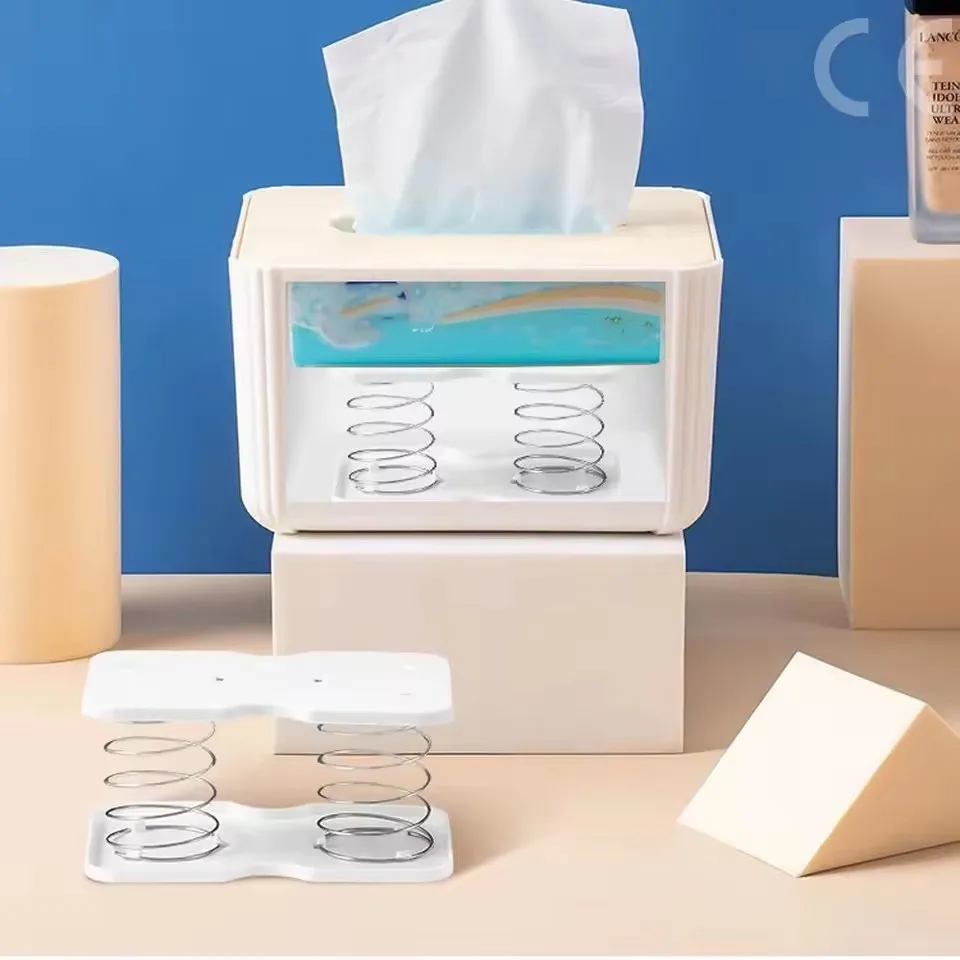 1pc Automatic Tissue Box Tissue Dispenser Spring Loaded Tissue Holder Office Home Kitchen Toilet Bracket Organizer