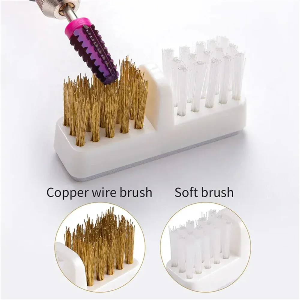 Nail Drill Bit Cleaning Brush Soft Bristles Dust Removal Tool Multifunctional Nail Bit Cleaner Brush Nail Polishing Head Brush gallery 4