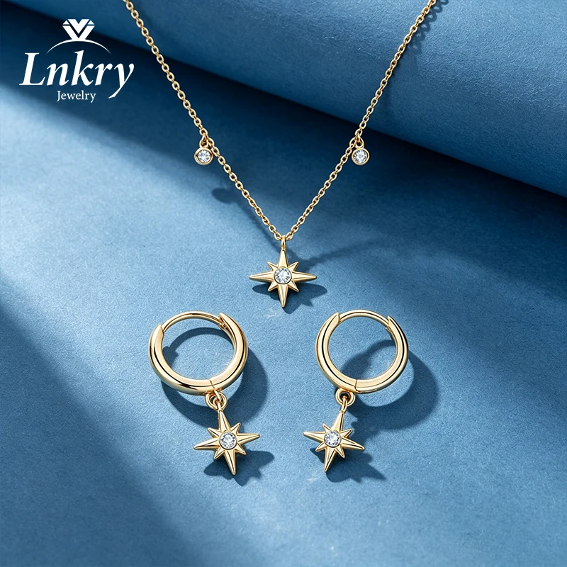

Lnkry 925 Sterling Silver Pendat Necklace Hoop Earring For Women Certified Round Moissanite Earrings Necklaces Jewelry Set