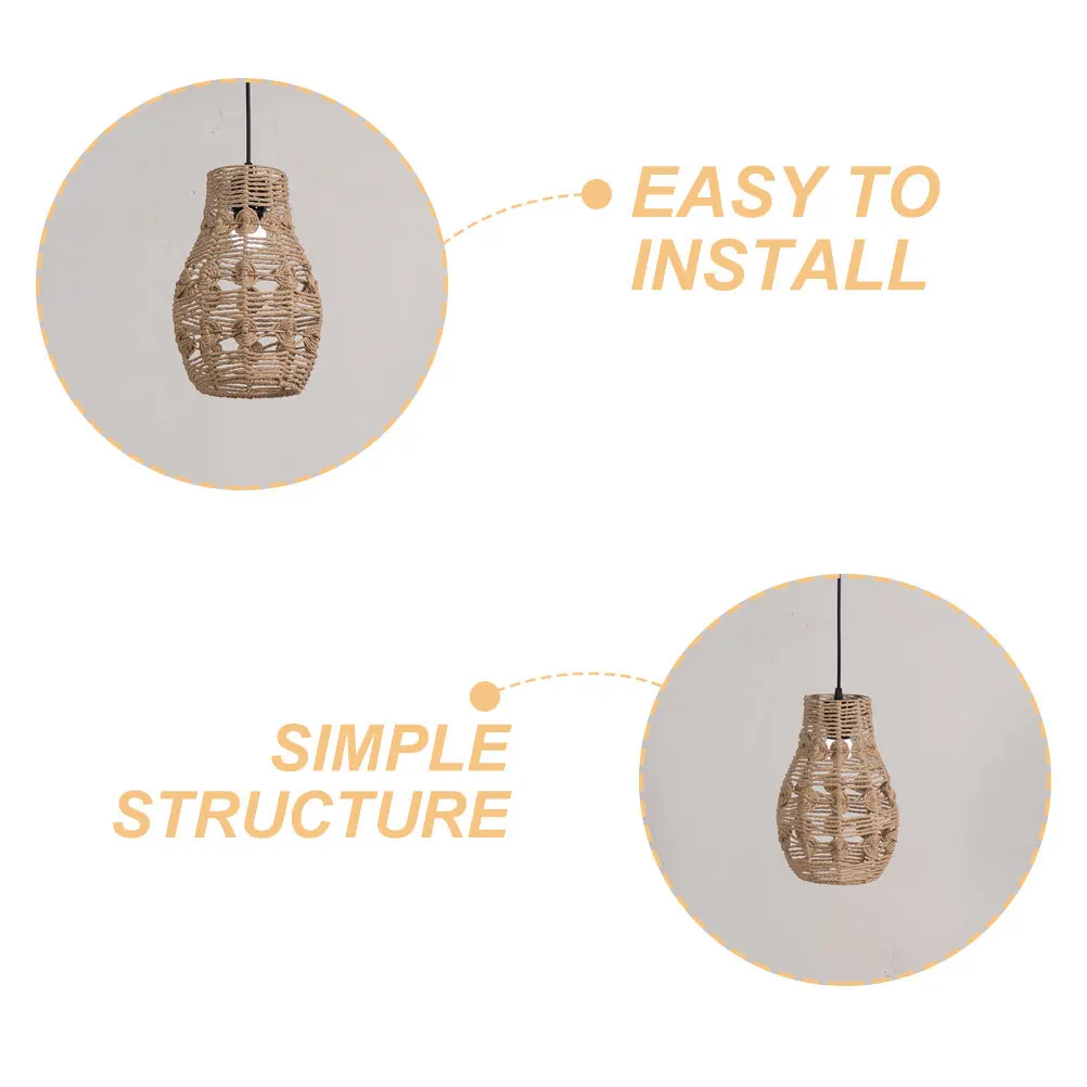 

Тканый абажур для подвесного светильника в деревенском стиле, сменный подвесной абажур для фермерского дома, декоративный чехол для внутреннего светильника, совместимый с