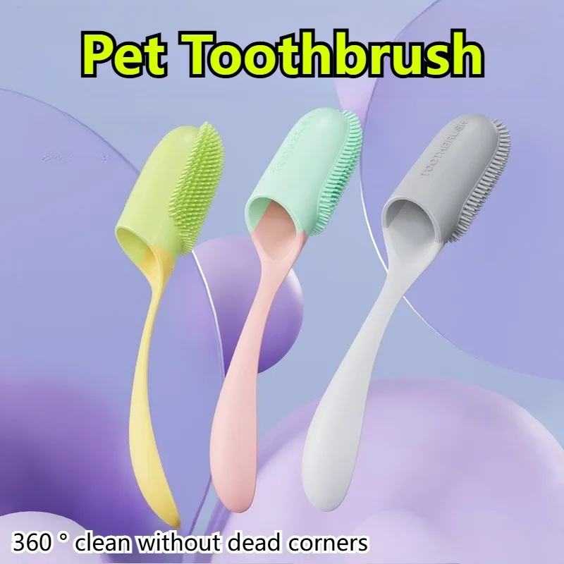 Pet Finger Toothbrush, Soft Silicone Dog Cat Teeth Cleaning Brush, 360° Oral Dental Care Brush for Puppy Kittens Bad Breath