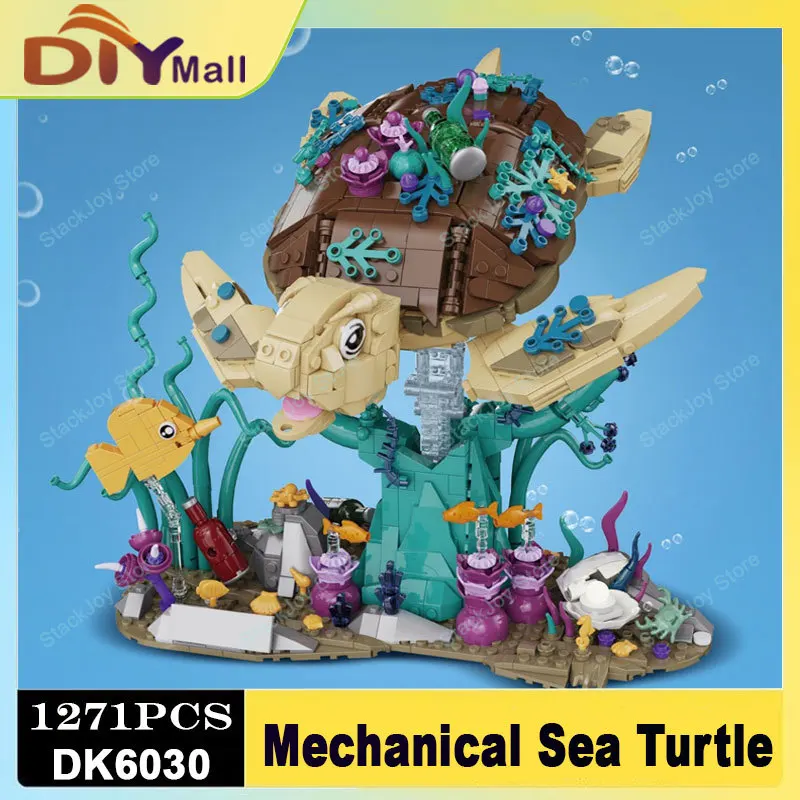 

Sea Turtle Building Blocks Collection Model Mecha Ornaments Kids Gift Educational Assembly Toys Sea ​​World Desktop Decoration